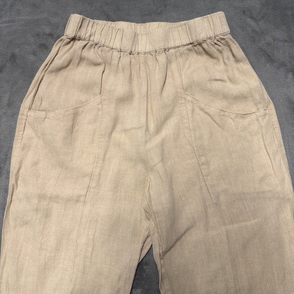 MATE the Label Linen Pants Womens XS Beige Elastic Waist Sustainable Casual Boho - Picture 3 of 10